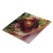 Romantische Rote Burgund Rose Gold Floral Fliese (Seite)