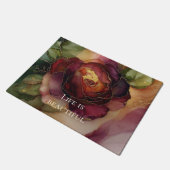 Romantische Rote Burgund Rose Gold Floral Fußmatte (Schrägansicht)