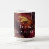 Romantische Rote Burgund Rose Gold Floral Kaffeetasse (Mittel)