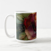 Romantische Rote Burgund Rose Gold Floral Kaffeetasse (Links)
