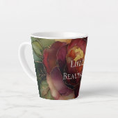 Romantische Rote Burgund Rose Gold Floral Milchtasse (Linke Ecke)