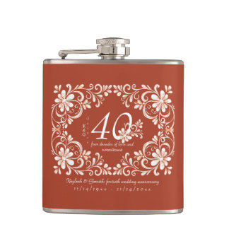 Romantische Rote Büste 40 Hochzeitstag Flasche Flachmann