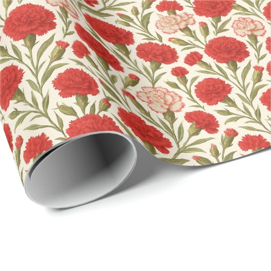Romantische Rote Carnation Geschenkpapier (Rolleneckpunkt)