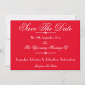 Romantische rote Chic-Schrift Hochzeit speichern d Ankündigung (Vorderseite)