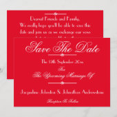 Romantische rote Chic-Schrift Hochzeit speichern d Ankündigung (Vorne/Hinten)