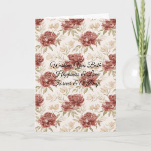 Romantische rote Creme Blumenhochzeit Karte