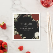 Romantische Rote Deep Rose Floral Winter Schwarze Serviette (Beispiel)