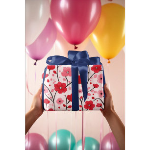 Romantische Rote Flora Geschenkpapier