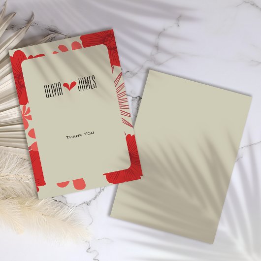 Romantische Rote Flora Hochzeit Danke Karte