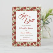 Romantische Rote Flora Hochzeit retten Datum Save The Date (Stehend Vorderseite)