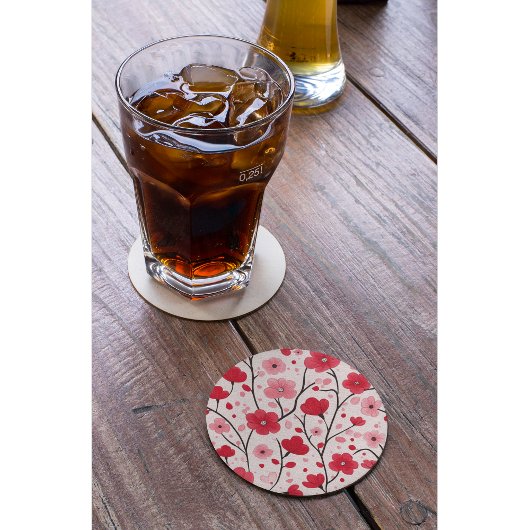 Romantische Rote Flora Runder Pappuntersetzer