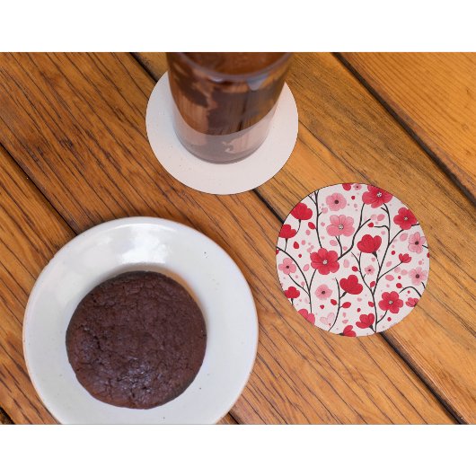 Romantische Rote Flora Runder Pappuntersetzer