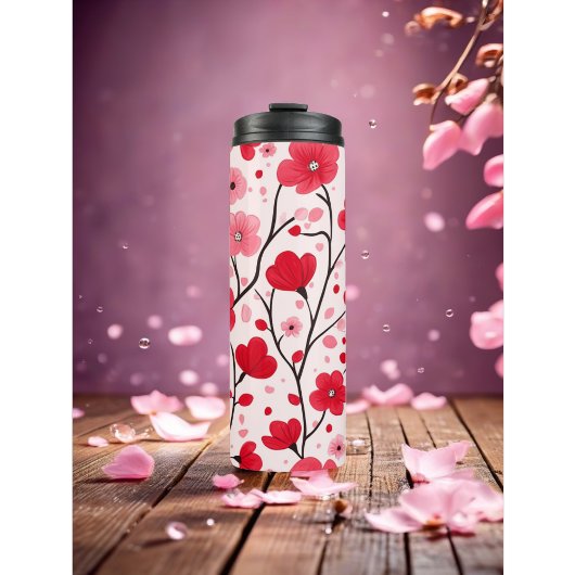 Romantische Rote Flora Thermosbecher