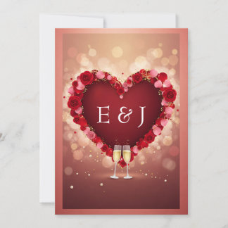 Romantische rote florale Herz-Monogramm-Hochzeitse Save The Date