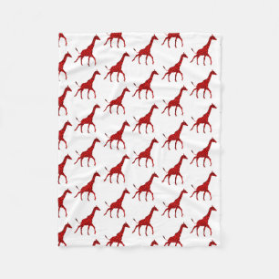 Romantische Rote Giraffe getechtes Muster Fleecedecke