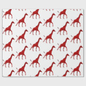 Romantische Rote Giraffe getechtes Muster Geschenkpapier (Flach)