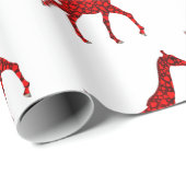 Romantische Rote Giraffe getechtes Muster Geschenkpapier (Rolleneckpunkt)