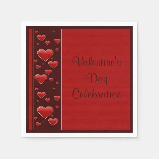 Romantische rote Herz-Valentinstag-Feier Serviette (Vorderseite)
