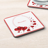 Romantische Rote Herzen Elegante Romantik Personal Getränkeuntersetzer (Linke Seite)