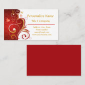 Romantische Rote Herzen Goldrausch Visitenkarte (Vorne/Hinten)