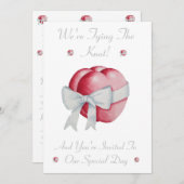 romantische rote Herzen mit weißem Bogen für Hochz Einladung (Vorne/Hinten)