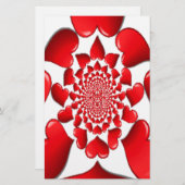 Romantische rote Herzen Muster Kunst drucken Briefpapier (Vorne/Hinten)