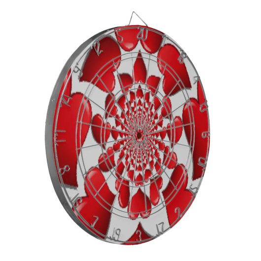 Romantische rote Herzen Muster Kunst drucken Dartscheibe (Vorderseite Links)