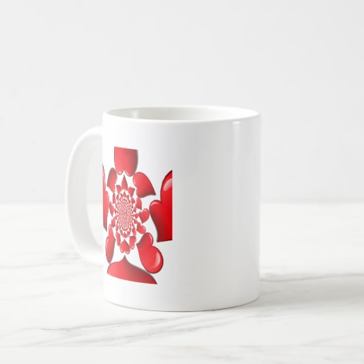 Romantische rote Herzen Muster Kunst drucken Kaffeetasse (Vorderseite Links)