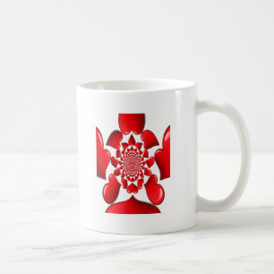 Romantische rote Herzen Muster Kunst drucken Kaffeetasse