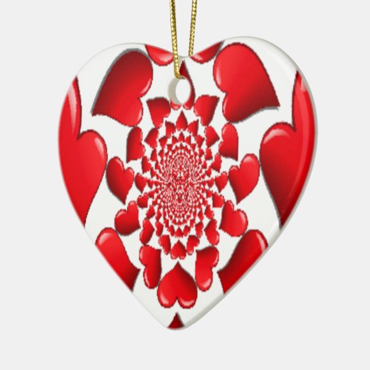 Romantische rote Herzen Muster Kunst drucken Keramikornament (Links)