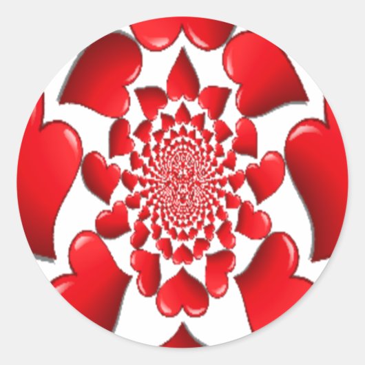 Romantische rote Herzen Muster Kunst drucken Runder Aufkleber (Vorderseite)