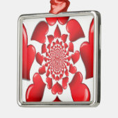 Romantische rote Herzen Muster Kunst drucken Silbernes Ornament (Links)