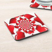 Romantische rote Herzen Muster Kunst drucken Untersetzer (Linke Seite)