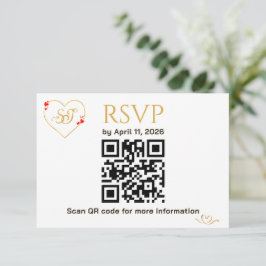 Romantische rote Herzen QR-Code-Hochzeits-RSVP-Kar RSVP Karte