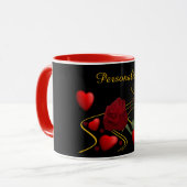 Romantische Rote Herzen & Rose Gold Band personali Tasse (Vorderseite Links)