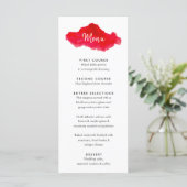 Romantische Rote Hochzeitskarte für Wasserfarben Menükarte (Stehend Vorderseite)