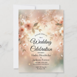 Romantische Röte Kirschblüten-Hochzeit Einladung