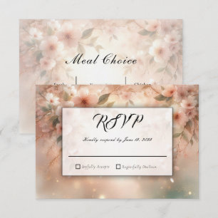 Romantische Röte Kirschblüten Hochzeit RSVP Karte