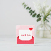 Romantische Rote Liebe Dankeschön an die Botschaft Quadratische Visitenkarte (Stehend Vorderseite)