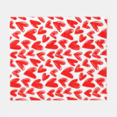 Romantische Rote Liebe Herz Muster Valentinstag Fleecedecke (Vorderseite (Horizontal))