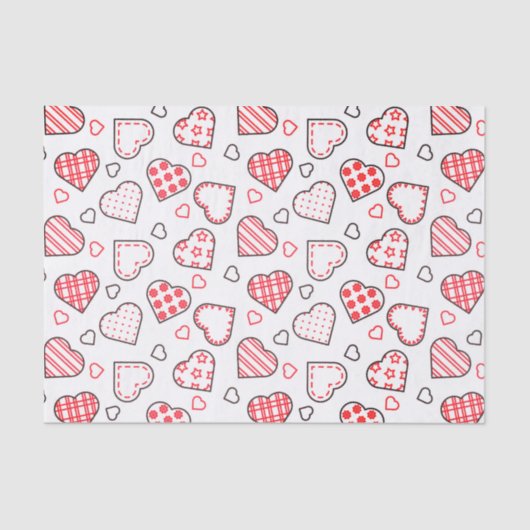 Romantische Rote Liebe Herzmuster | Urlaub Seidenpapier (Vorderseite)