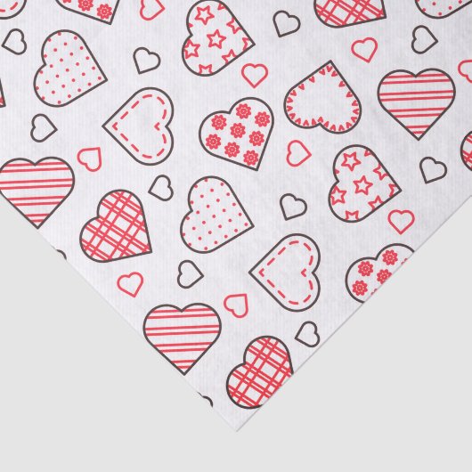 Romantische Rote Liebe Herzmuster | Urlaub Seidenpapier (Ausschnitt)