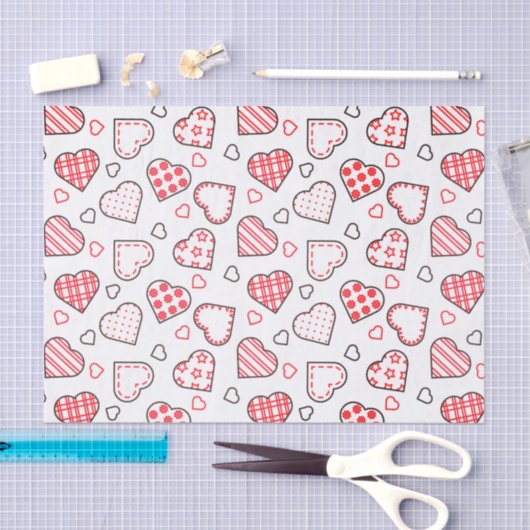 Romantische Rote Liebe Herzmuster | Urlaub Seidenpapier (Handwerk)