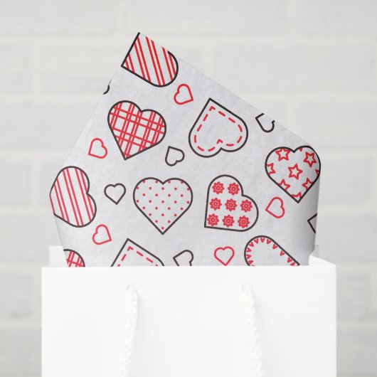 Romantische Rote Liebe Herzmuster | Urlaub Seidenpapier (Geschenktüte)