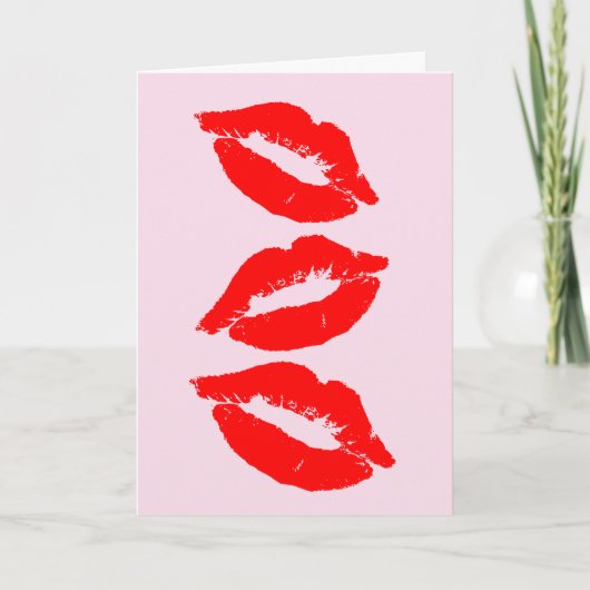 ROMANTISCHE ROTE LIPS KISSEN DENKEN SIE KARTE (Vorderseite)