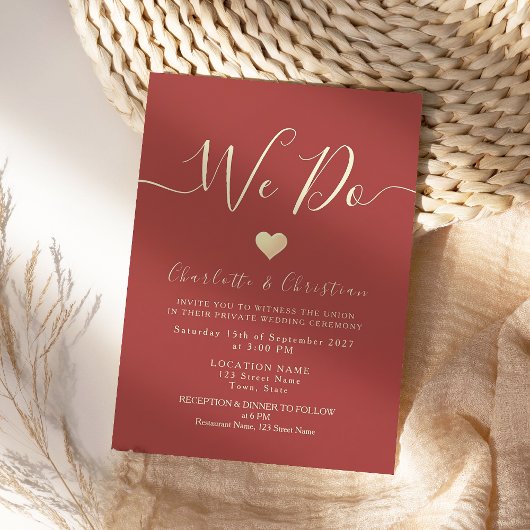 Romantische rote Micro-Hochzeitseinladung Einladung