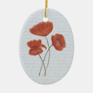 Romantische rote Mohnblumen-Verzierung Keramikornament