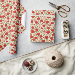 Romantische rote Nelken-Blumen Geschenkpapier