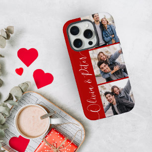 Romantische rote Paar Namen 3 Fotos Valentinstag iPhone 15 Pro Hülle