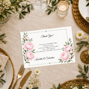 Romantische Röte-Pfingstrose-Eleganz-Hochzeit Dankeskarte